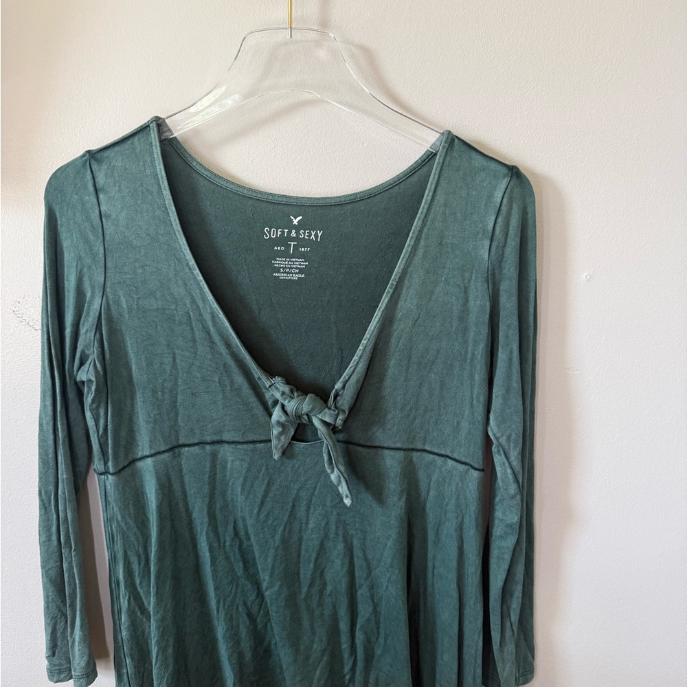 American Eagle Outfitters Soft & Sexy Green Long Sleeve Top